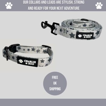 Grey Star Dog Collar And Lead, 2 of 4
