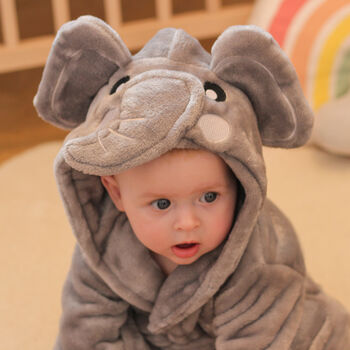 Personalised Elephant Dressing Gown Gift For Baby, 8 of 10