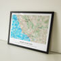 Personalised Watercolour Travel Map Framed For Any Trip Or Journey, thumbnail 3 of 5