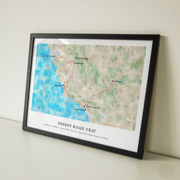 Personalised Watercolour Travel Map Framed For Any Trip Or Journey, 3 of 5