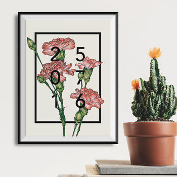 Personalised Carnations Botanical Flower Print, 5 of 8