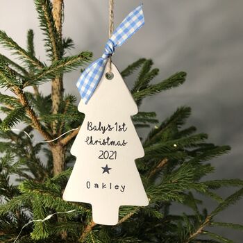 Personalised Baby's First Christmas 2023 Ceramic Tree, 4 of 5