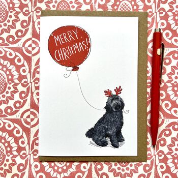 Labradoodle Christmas Card Reindog Design, 2 of 2