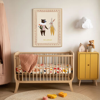 Best Friends Bear And Rabbit Nursery Art Print, 2 of 3