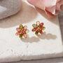 Watermelon Tourmaline Flower Stud Earrings, thumbnail 2 of 10
