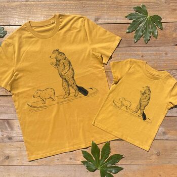 Paddle Boarding Bear And Capybara T Shirt Set, 4 of 4