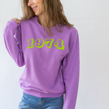 Neon Embroidered Year Of Birth Sweatshirt, 5 of 7