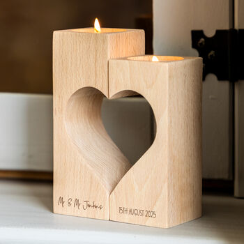 Personalised Wedding Anniversary Gift Candle Holder Set, 10 of 11