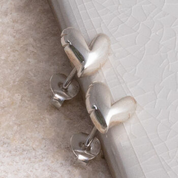 Sterling Silver Love Heart Studs, 2 of 5