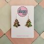 White, Red And Green Glitter Christmas Tree Resin Earrings / Traditional Christmas Gift / Secret Santa Gift, thumbnail 1 of 9