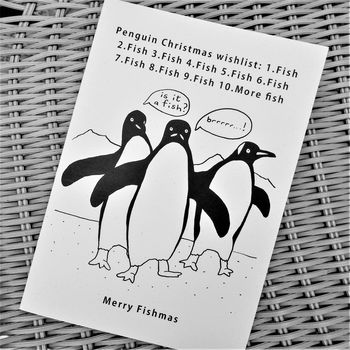 Fishy Penguins Christmas Card, 2 of 2