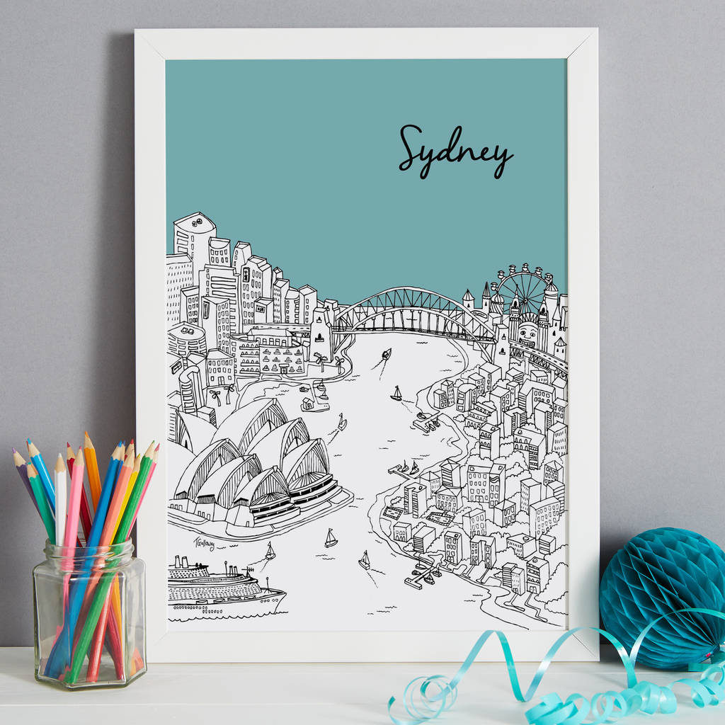 personalised sydney print by tessa galloway illustration