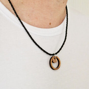Personalised Men's Coordinate Necklace, Wooden Location, 5 of 5