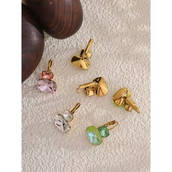 Monaco D’or Gold Rose Ombré Crystal Emerald Earrings, 3 of 4
