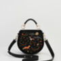 Fox And Owl Embroidered Black Top Handle Saddle Bag, thumbnail 4 of 8