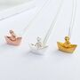 Sterling Silver Origami Boat Necklace, thumbnail 7 of 7