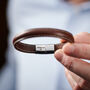 Personalised Men's Wedding Time And Date Leather Bracelet, thumbnail 3 of 6