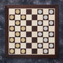 Sycamore And Mahogany Draughts Set With Brass Pieces, thumbnail 3 of 4