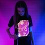 Childrens Interactive Glow T Shirt In Black / Pink Glow, thumbnail 2 of 7
