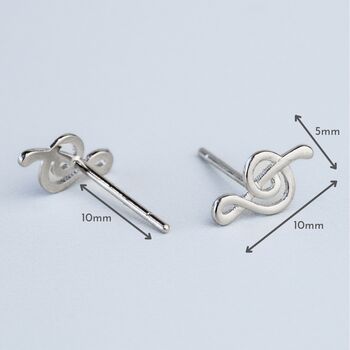 Sterling Silver Treble Clef Stud Earrings, 4 of 6