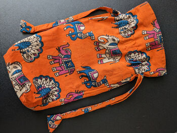 Indian Kalamkari Cotton Pouch With Drawstring, Orange, 10 of 10