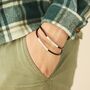 Men's Double Wrap Thin Leather Bracelet In Brown, thumbnail 3 of 4