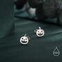 Sterling Silver Carved Pumpkin Stud Earrings, thumbnail 2 of 12