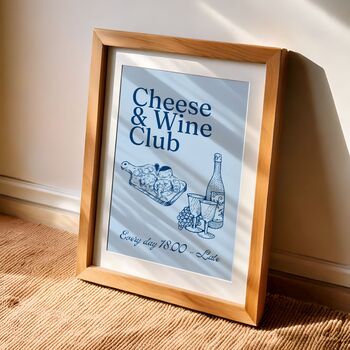Cheese And Wine Art Print Wine And Cheese Club Modern Kitchen Decor Kitchen Art Print Retro Wall Print Art Poster Trendy Wall Art Gift Idea, 3 of 7