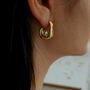 Abstract Hammered 18k Gold Plated Pearl Geometric Earrings, thumbnail 5 of 8