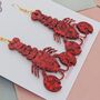 Handmade Large Red Glitter Lobster Resin Earrings, thumbnail 2 of 4