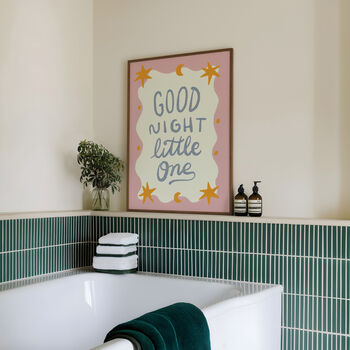 Good Night Little One Print, Good Night Nursery Print Pink, 10 of 12