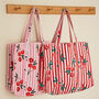 Fair Trade Cherry Quilted Cotton Tote Bag, thumbnail 1 of 5
