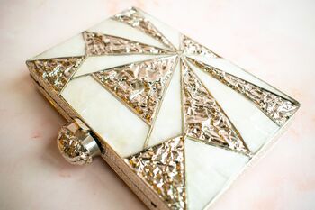 Miami Silver Mother Of Pearl Clutch, 7 of 9