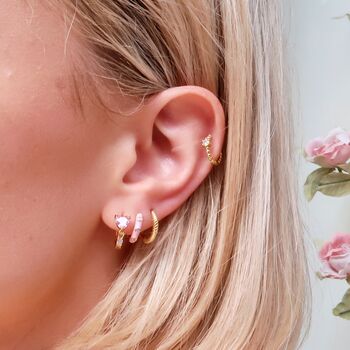 Hypoallergenic 18 K Gold Plated Heart Hoops, 5 of 5