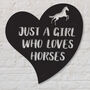 'Just A Girl Who Loves Horses' Black Metal Wall Art, thumbnail 2 of 2