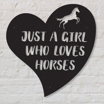 'Just A Girl Who Loves Horses' Black Metal Wall Art, 2 of 2