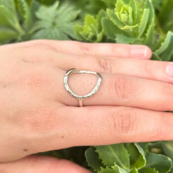 Hammered Hoop Leaf Ring In Sterling Silver, 6 of 6