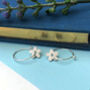 Sterling Silver Mini Textured Flower Hoop Earrings, thumbnail 7 of 12