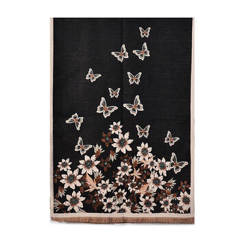 Embroidered Butterfly And Floral Border Pashmina Scarf, 2 of 5