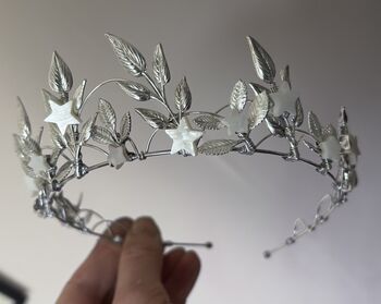 The Nova Crown Star Celestial Floral Crown Leaf Headpiece Flower Mother Of Pearl Shell, 6 of 9