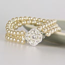 three strand rhinestone pearl bracelet by gama weddings ...