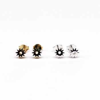 Mini Flower Stud Earrings Silver Or Gold Vermeil, 2 of 3