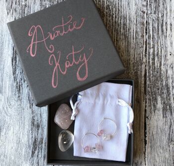 Personalised Healing Crystal Earring And Stone Gift Box, 8 of 11