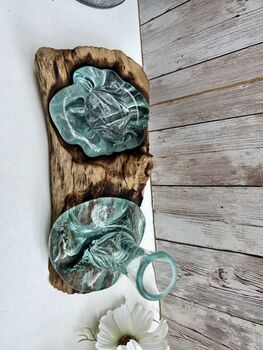 Molten Glass Mini Vase And Tealight Set On Teak Root Base, 12 of 12