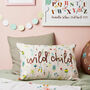 Children's Floral Wild Child Name Cushion, thumbnail 1 of 3