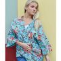 Blue Orchid Print Cotton Summer Jacket, thumbnail 2 of 4