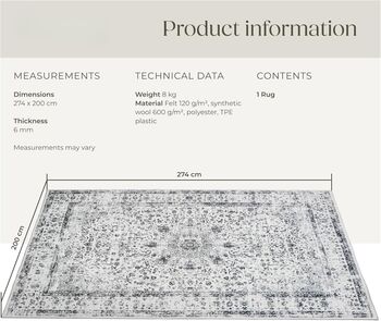 Washable Rug Living Room Carpet Oriental Short Pile Rug, 11 of 12