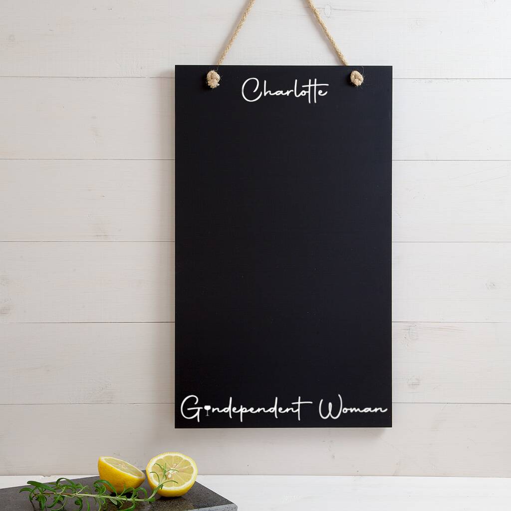 Personalised Gindependent Woman Chalkboard