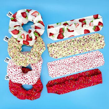 Sweet Strawberries Hair Scrunchie And Headband Set, 4 of 5