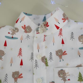 Boys Shirt Christmas Bear Print, 2 of 3